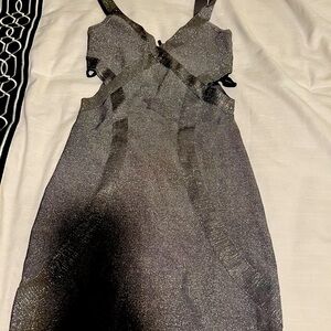 bebe silver glittery dress xs